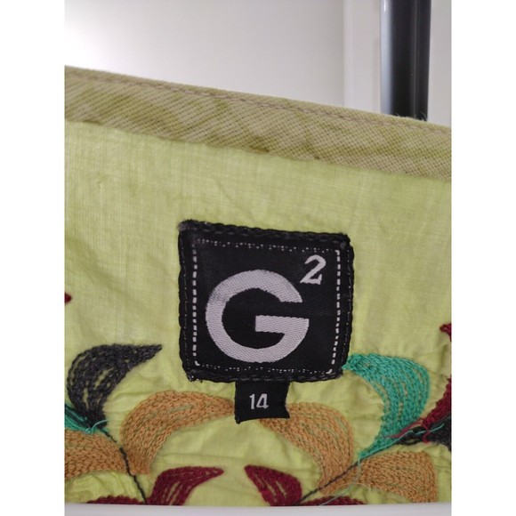 Bohemian Tunic Top Blouse Women's Size 14 Green Multicolor Floral Embroidered - Picture 11 of 11